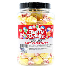 Taffy Delight Lemon Cream Salt Water Taffy 16oz Jar 